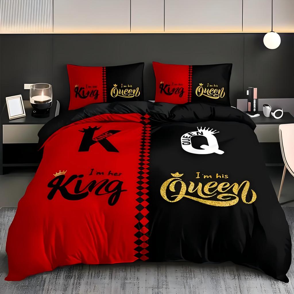 King Queen'S Crown 3D Printed Quilt Cover All Season Soft Bedding Cover Pillowcase Luxury Home Textiles Duvet Cover Sets