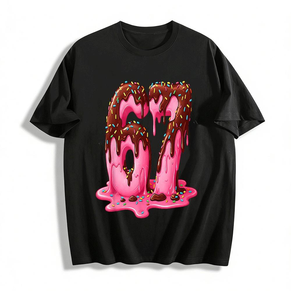 

Melting Glaze Number 67 Sweet Print Casual Short Sleeve Pure cotton T-shirt XXS
