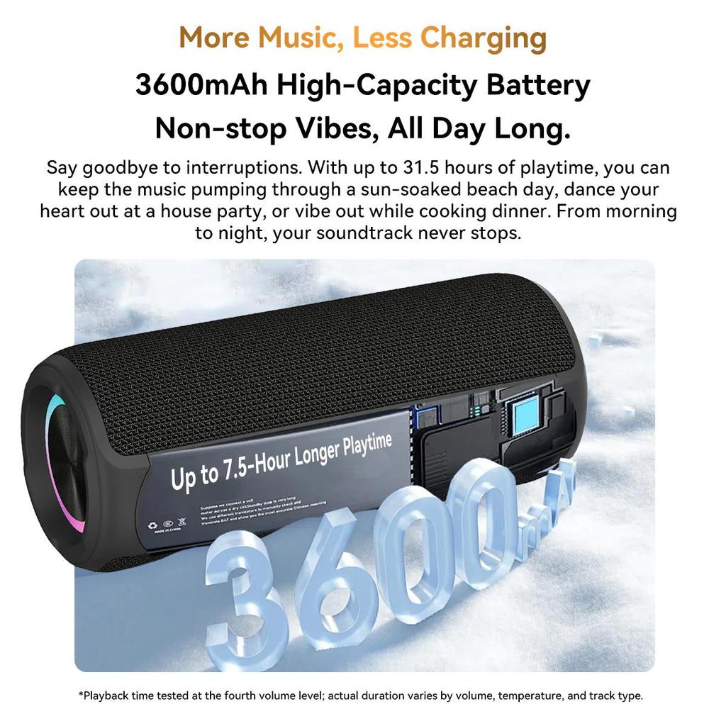 Blackview Aruabass 3 Bluetooth Speaker IPX7 Waterproof Wireless Stereo Bass Portable Bluetooth Speaker BT 5.3 3600  mAh