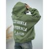 Womens Loose Fit Hooded Sweatshirt With Letter Print Casual Streetwear Jacket