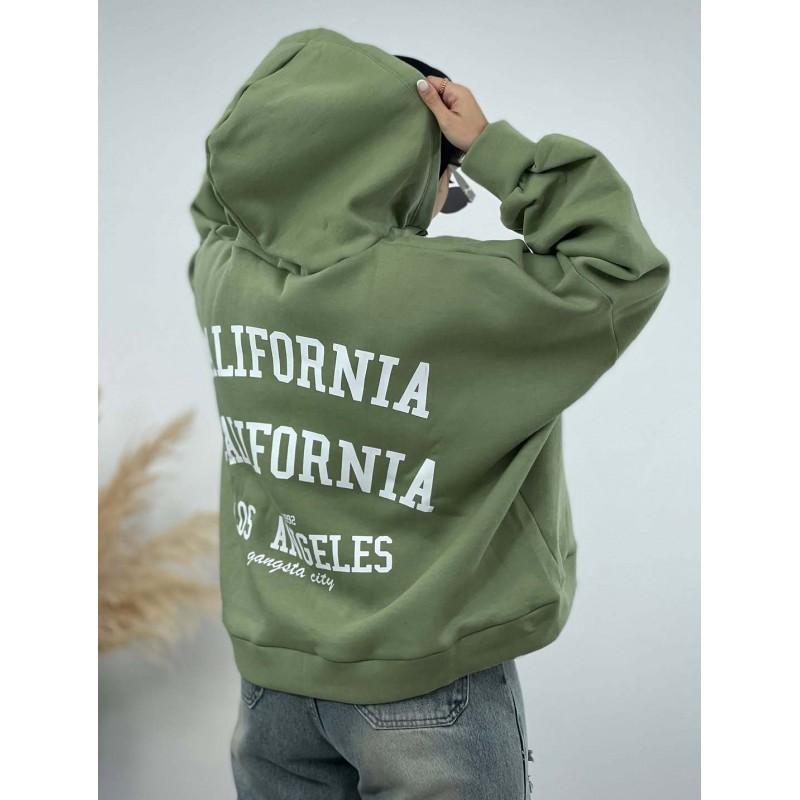 Womens Loose Fit Hooded Sweatshirt With Letter Print Casual Streetwear Jacket
