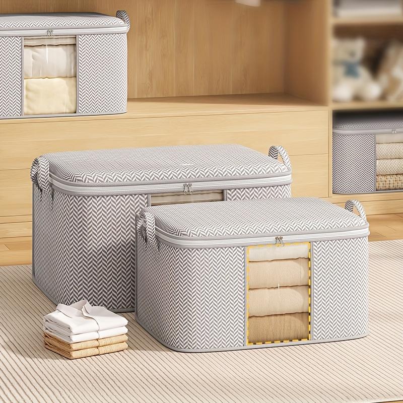 1 Piece Large Capacity Covered Storage Box with Perspective Window, Multi-purpose Foldable Quilt Storage Bag, Waterproof