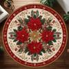 Christmas Themed Circular Carpet Mat Set with Christmas Dwarf Pattern Home Decoration Carpet Christmas Themed Holiday Floor Mat
