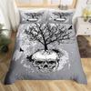 Skull Duvet Cover Set Queen Black Skeleton Paisley Floral Pattern Bedding Set For Teen Adult Polyester Halloween Comforter Cover