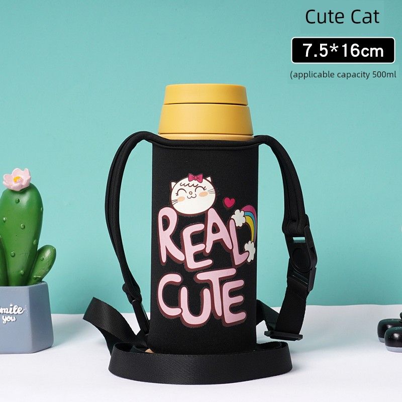Japanese Thermos Large-Capacity Thermos Cup Cover 380ml 500ml 750ml Special Water Cup Protective Cover Cute Cat-500Ml