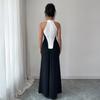 Cross-border European and American elegant style fashion color matching hip-wrapped dress dress women's clothing  autumn and winter  independent 