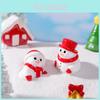 Whimsical Resin Christmas Miniature Santa Snowman Tree House Set For Holiday Dcor