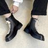 England style men casual platform boots black trendy genuine leather shoes cowboy spring autumn boot cool high motorcycle botas