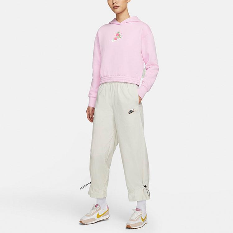 Nike Floral Pattern Fleece Pullover Hoodie Women Hoodies Pink DH1375-621