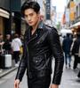 European and American men's clothing autumn and winter fashion casual leather jacket temperament elegant long sleeve large size men's leather jacke