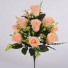 12 Heads Fake Flowers Simulated Artificial Plants Home Decor Rose Flowers Bouquet  Table