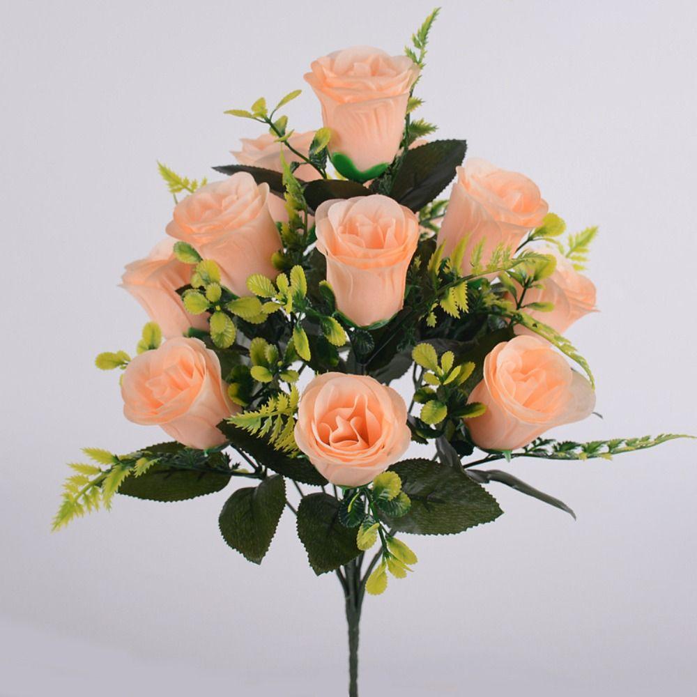 12 Heads Fake Flowers Simulated Artificial Plants Home Decor Rose Flowers Bouquet  Table