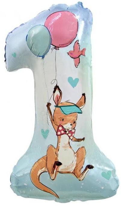Balon Foliowy Cyfra 1 - Kangurek 77 Cm