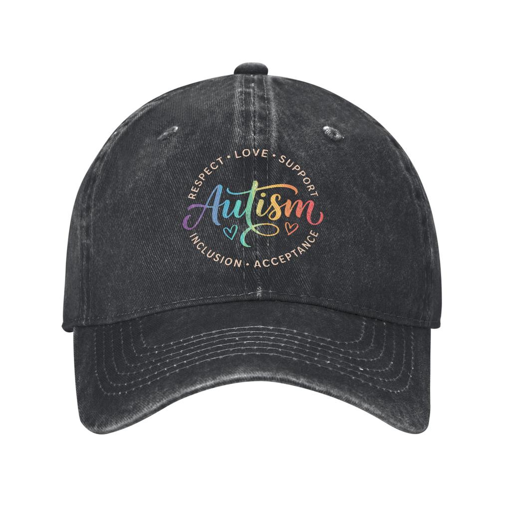 Autism Awareness Respect Love Support Washed Baseball Cap Print Sun Trucker Hat Summer Women Men Tennis Skate Baseball Caps