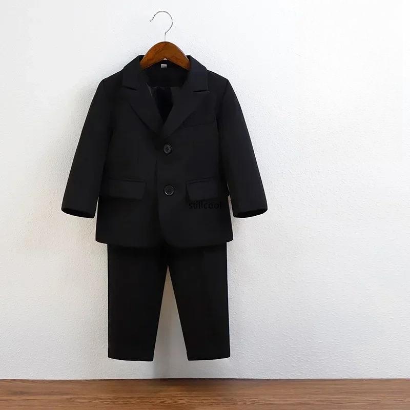 Suit for Boys Fall Casual Children School Uniform Outfits Handsome Kids Host Performance Costume 2-12Y Boy Birthday Blazers Set