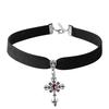 Punk Gothic Skull Cross Necklace With Bat Spider Alloy Pendant For Halloween