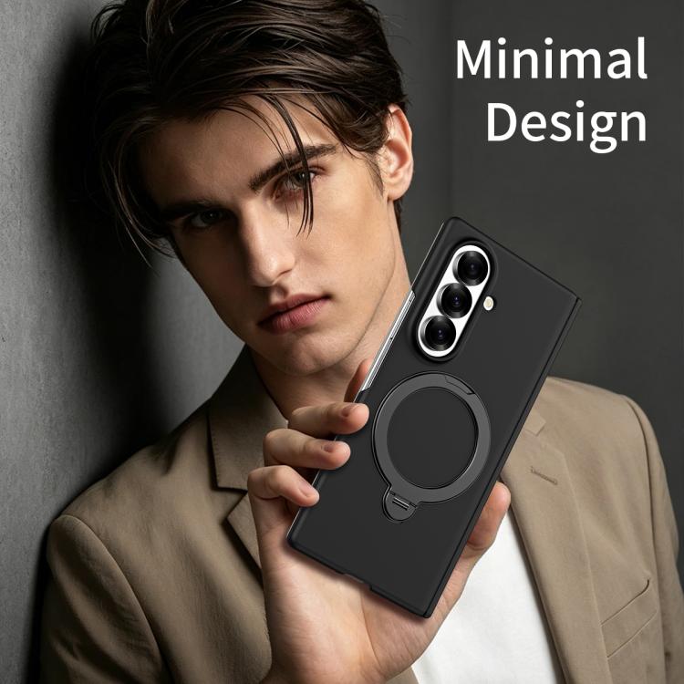 Magnetic Ring Foldable Integrated Film Phone Case For Samsung Galaxy Z Fold4, Hinge Protection 360° Kickstand Wireless Charging Cover