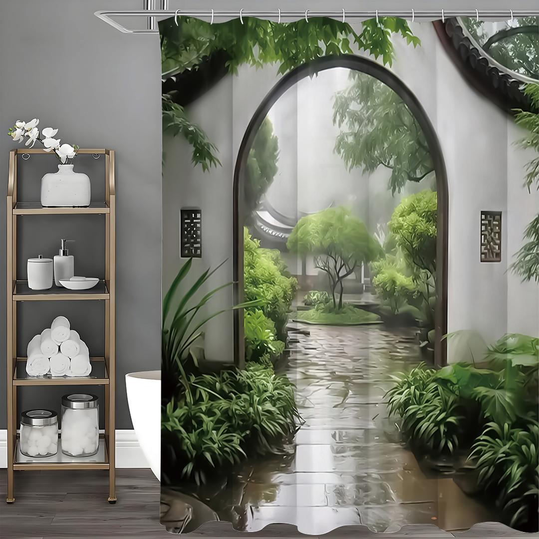

Китайская шторка для душа для патио, Декоративная шторка для душа для ванной комнаты, Водонепроницаемая шторка для душа с крючками 90*180cm