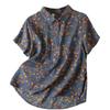 Vintage Floral Print Women's T Shirt Summer Fashion Short Sleeve Pocket Loose Casual Blouse Female Bohemian Soft Thin Daily