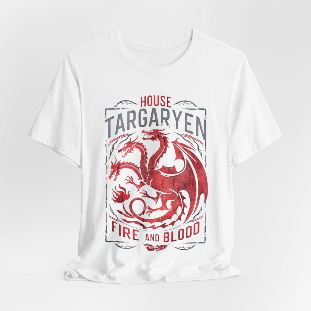 House of The Dragon Shirt Fire and Blood House Targaryen Team Unisexs Clothing Printed Cotton Tshirt for Fans Related Merchandise