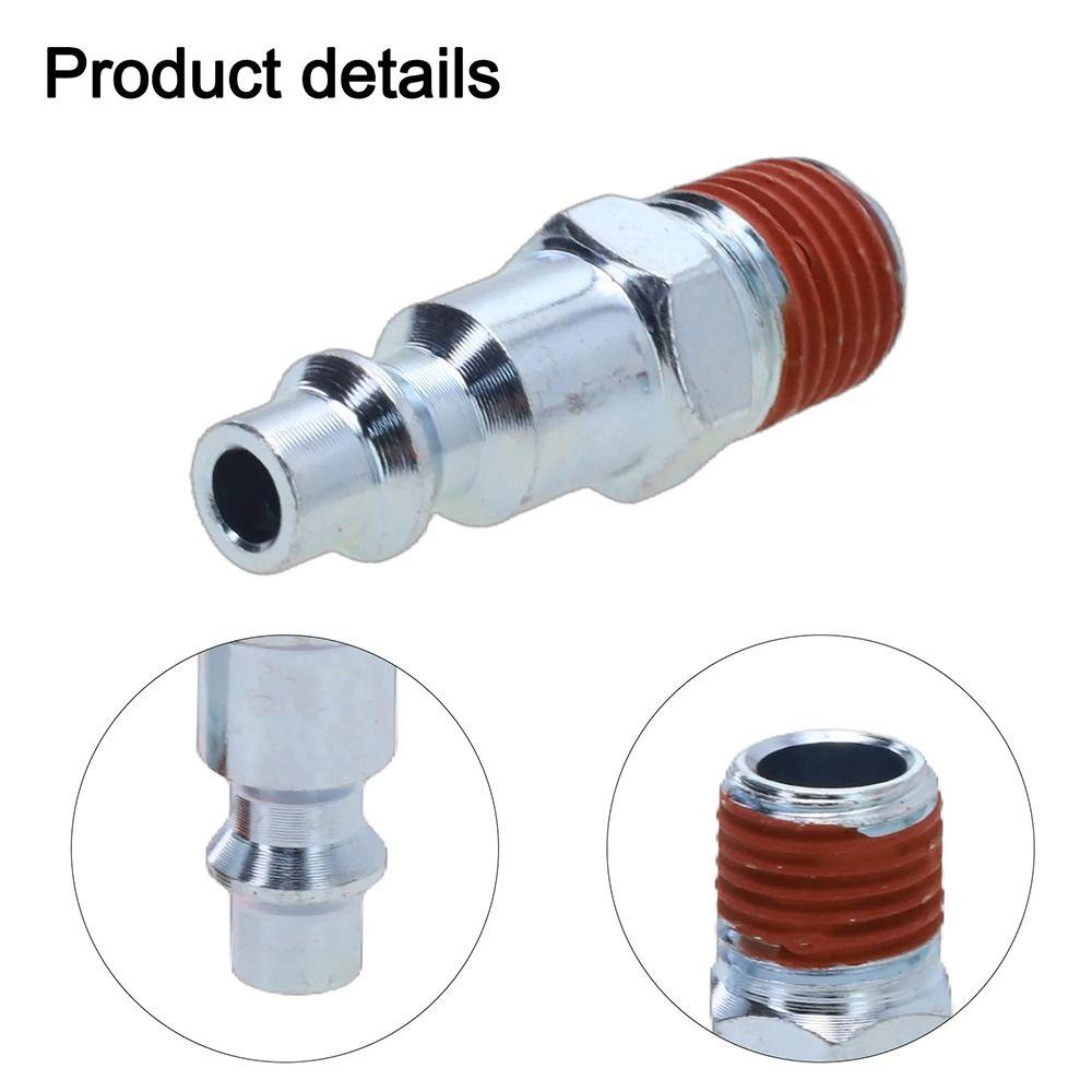 5Pcs Metal Pneumatic Connector with 1/4in NPT Male Thread Coated With Glue Hose Quick Connector US Type Air Hose Adapter Plug