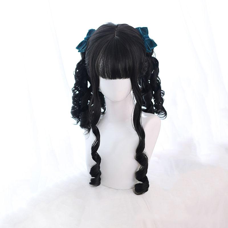 Bybrana Women Long Hair Roman Curly Hair With Bangs Wig Synthetic Wig Daily Wear High Temperature Resistance