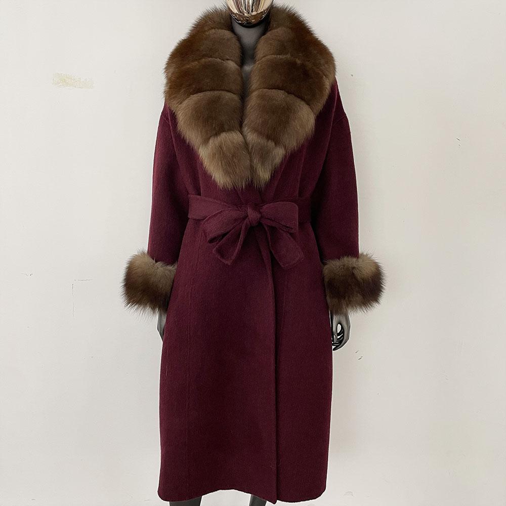 OFTBUY Wool Coat Women 2024 Autumn Winter Real Fox Fur Jacket Female Long Warm Natural Fox Fur Collar Fur Cuffs Coat Woolen Coat