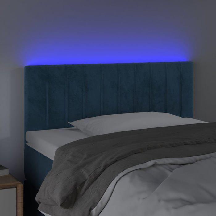 VidaXL Tête de Lit à LED Meuble de Chambre à Coucher Accessoire de Lit Simple Tête de Cadre de Lit Intérieur Bleu Foncé 3121890
