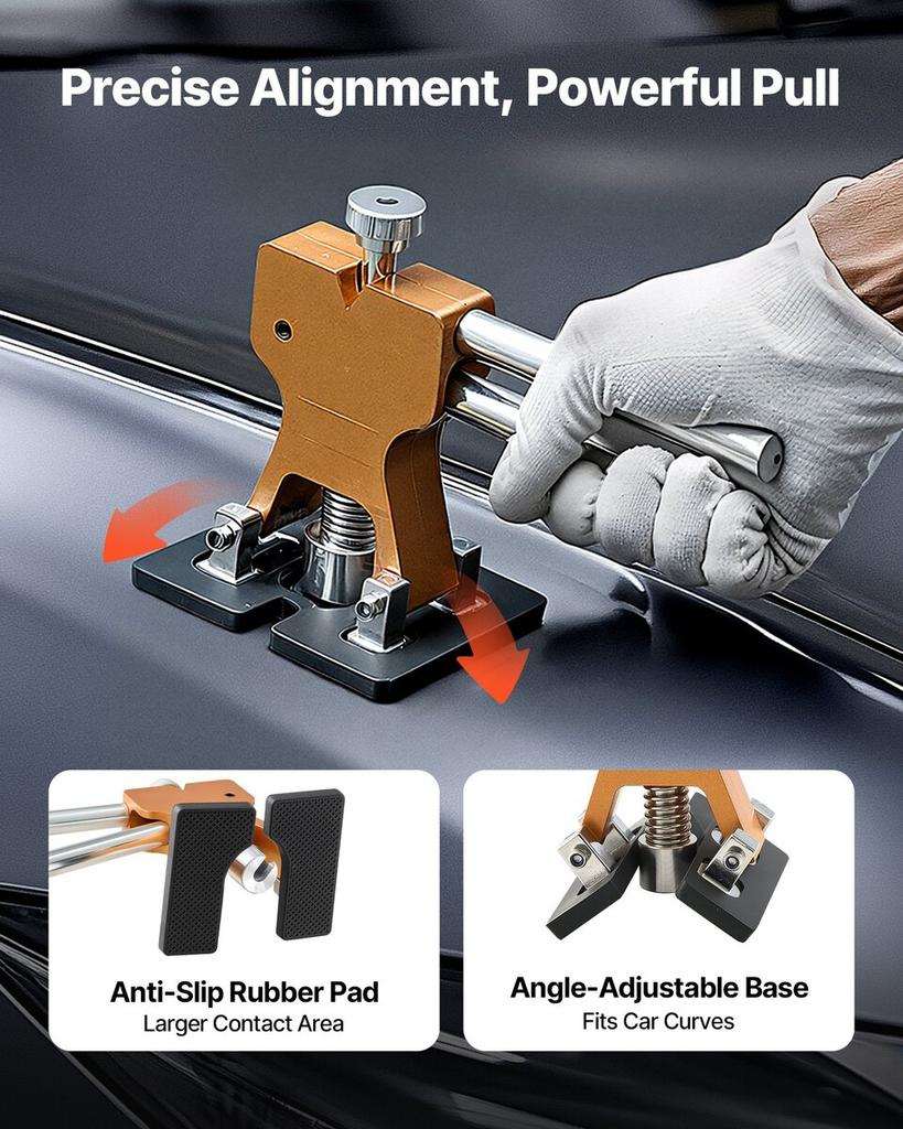 Dent Puller Kit, 61 PCS Paintless Dent Removal Kit with Golden Lifter, Slide Hammer T-Bar, Glue Gun, Auto Body Hail Damage Repair Remover Tools for