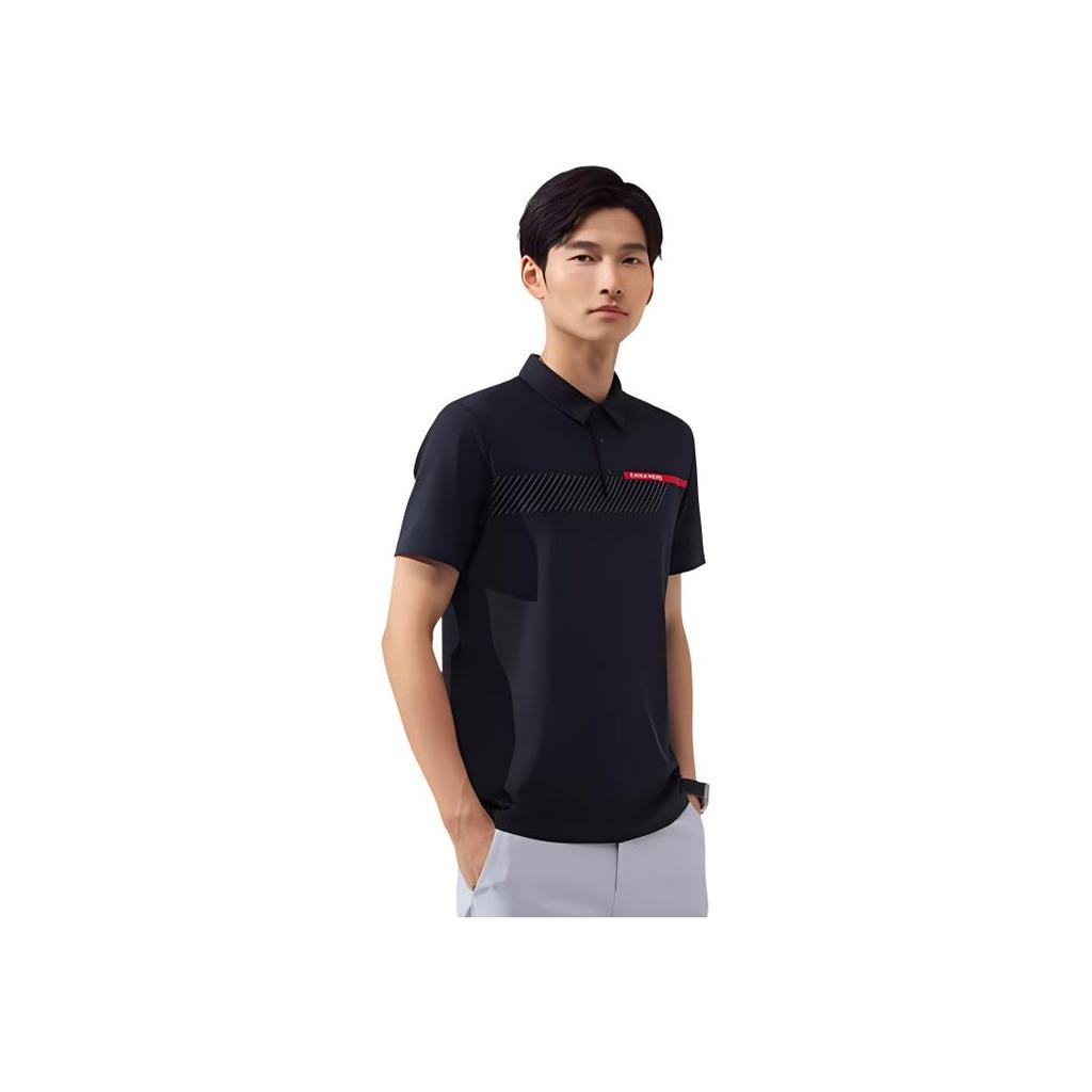 Anta Training Series Letter Pullover Knitted Sports Polo Shirt Men Polo Shirts Basic-Black 152427138-4