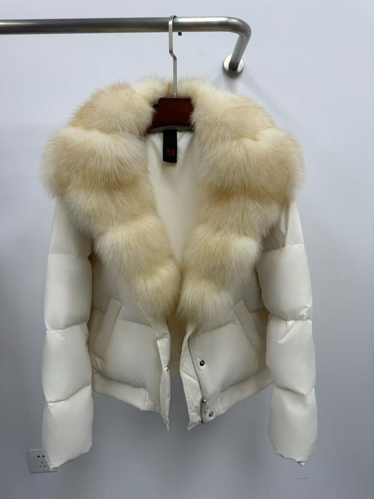 Winter New Goose Down Fox Fur Big Fur Collar Down Jacket Women's Short Fashion Thickened Warm and High Coat