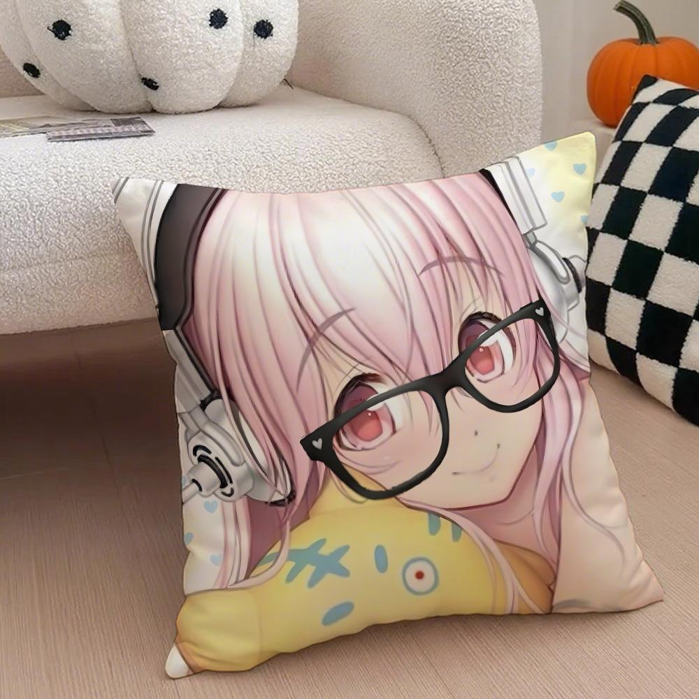 Cute Vibrant Japanese Idol SSuper Sonico Cushion Cover Throw Pillow Cover Hidden Button Durable Polyester Chair Cushion