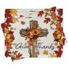 Religious Give Thanks Cross Autumn Leaves Placemats Heat Resistant Stain Proof For Thanksgiving Family Dinner
