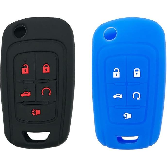 5 Buttons Silicone Protector Key Fob Cover Case fit for Chevy Camaro Cruze Malibu Equinox Sonic Impala Keyless Entry Key Fob