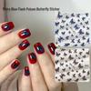 Retro Blue Flash Butterfly Nail Stickers – Classic Four-Color Embossed Decals