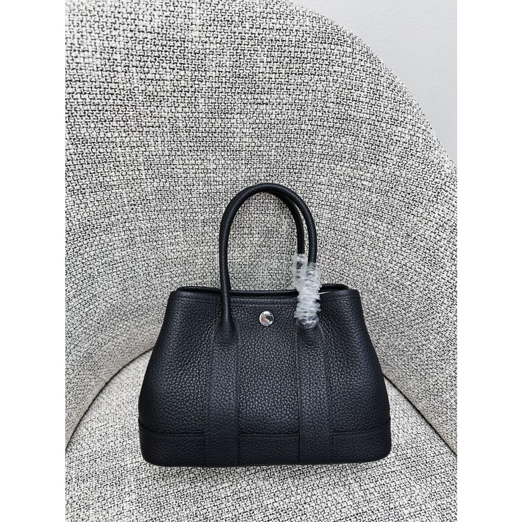 Borsa da giardino cucita a mano con filo cerato, ferramenta interamente in acciaio, borsa da donna portatile in pelle bovina primo strato con motivo a collo di mucca Ntogo