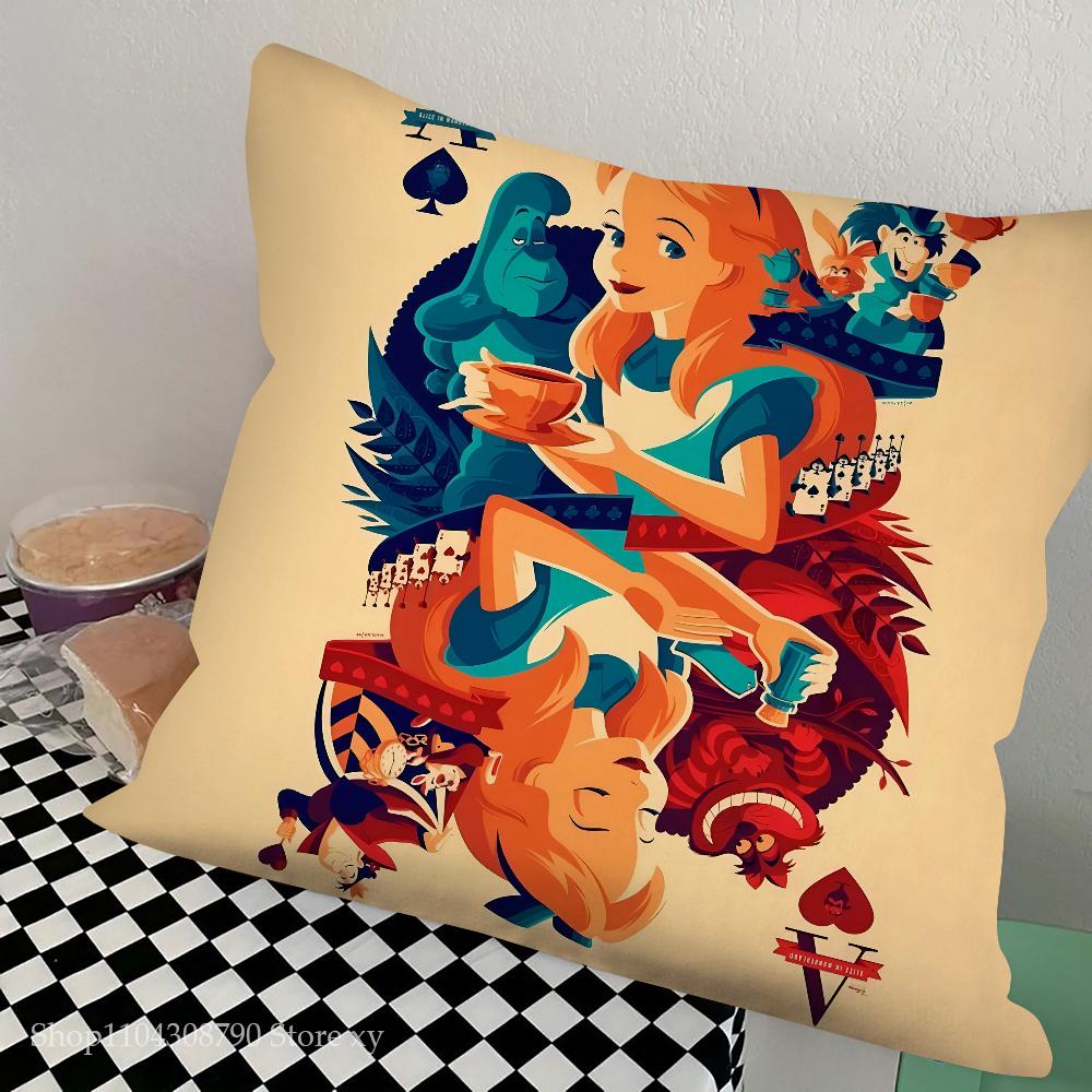 Anime A-Alice In Wonderland Pillow Case Square Pillow Bedroom Sofa Leisure Comfort Cushion Car Living Room Home Decoration