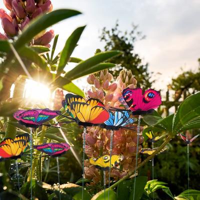 Estacas Coloridas de Mariposas Caprichosas, Adornos para Exteriores para Macetas y Jardineras