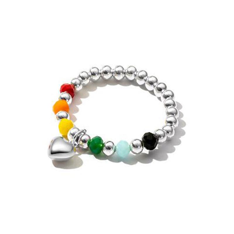 

Кольцо с радужным бисером из серебра 925 пробы, женское, летнее, красочное, с особым дизайном, симпатичное, серебряное, с аксессуарами 7