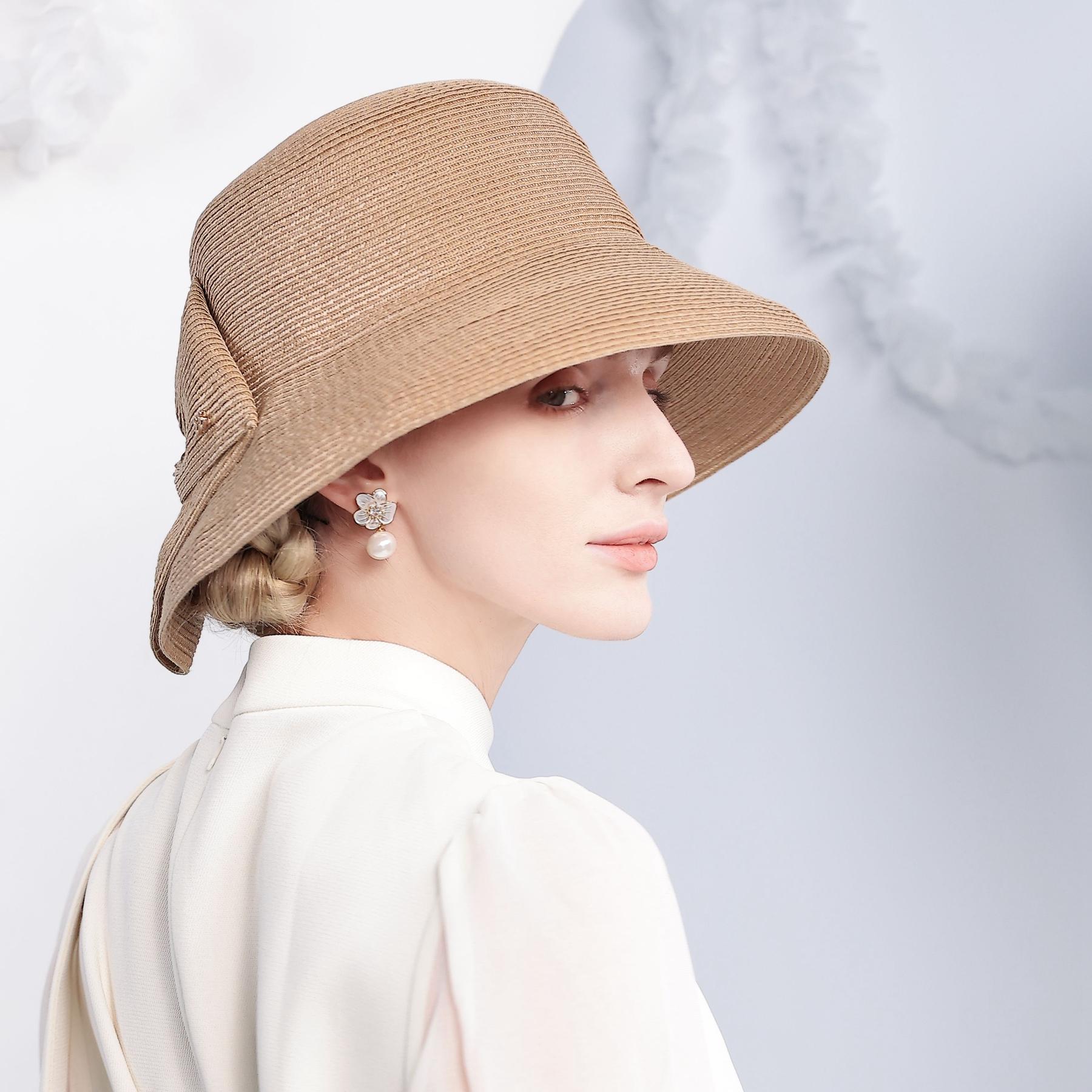 

Соломенная шляпа с широкими полями для женщин - складная пляжная шляпа с защитой от ультрафиолета и бантом, легкая дышащая шляпа от солнца для путешествий на свежем воздухе M(53-57CM) светло-коричневого