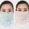 Flower Pattern Ice Silk Mask UV Protection Face Gini Mask Summer Face Cover  Outdoor