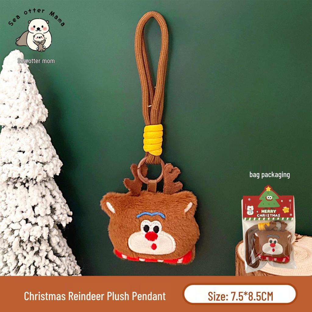 Tengyi Christmas Plush Doll Pendant - Cute Ornament & Versatile Keychain for Girls' Bags