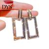 Damen-Ohrstecker mit Strass-Intarsien, hohl, rechteckig, Schmuck, Geschenk