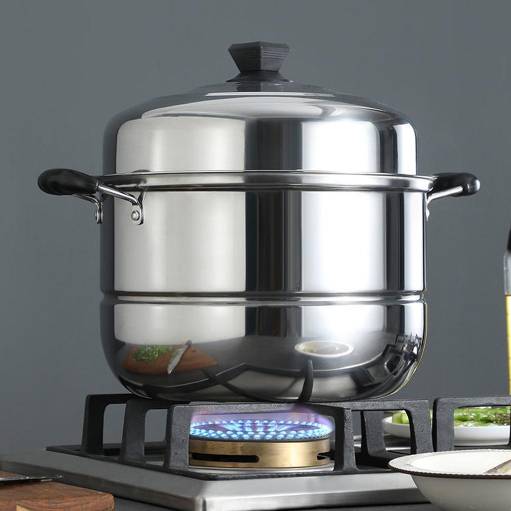 Edelstahl Dampfgarer Topf Verdickung Größere Kapazität 2 Tier Dampfenden Lebensmittel Topf für Küche Gemüse