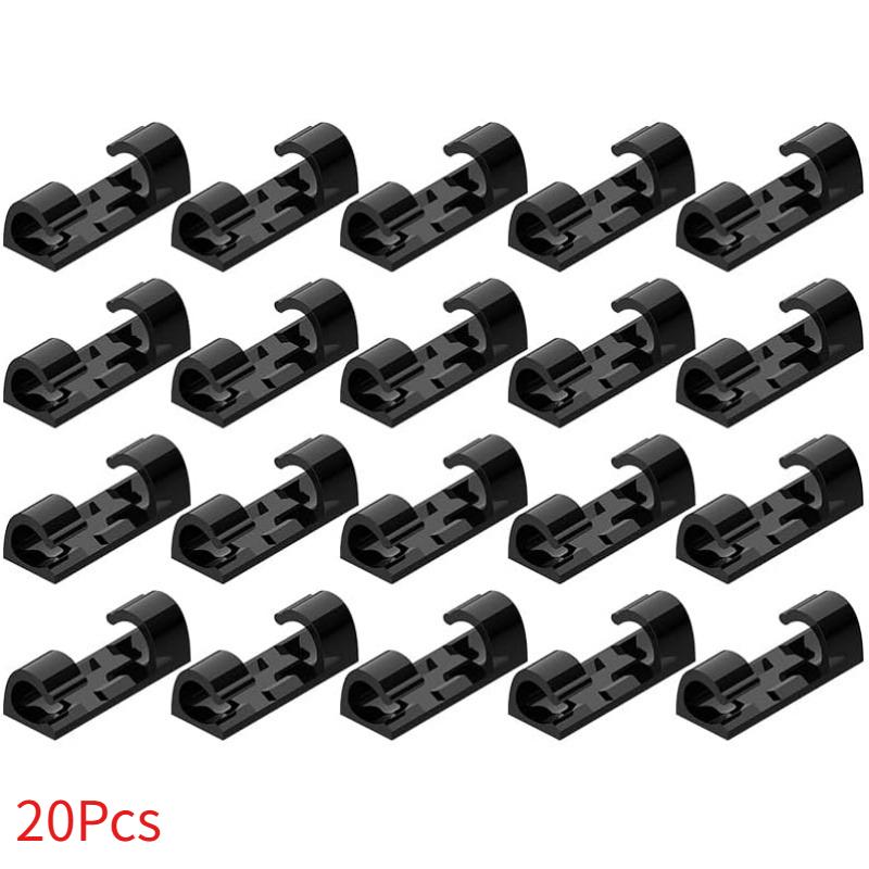 20Pcs Cable Organizer Clips Cable Management Desktop & Workstation ABS Wire Manager Cord Holder USB Data Line Bobbin Winder