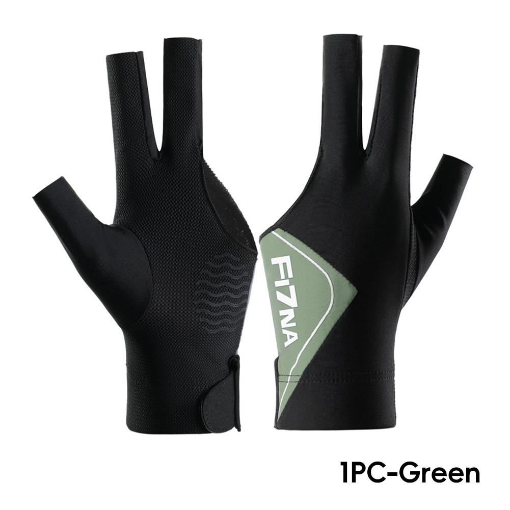 1 шт. Профессиональные высокоэластичные перчатки для бильярда для левой руки, противоскользящие, дышащие, трехпалые перчатки для снукера, аксессуары для бильярда зелёный