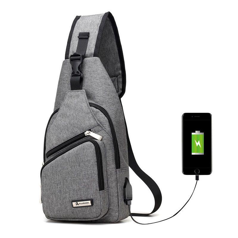 Versatile Crossbody Shoulder Bag For Men With External Usb Port And Front Pocket