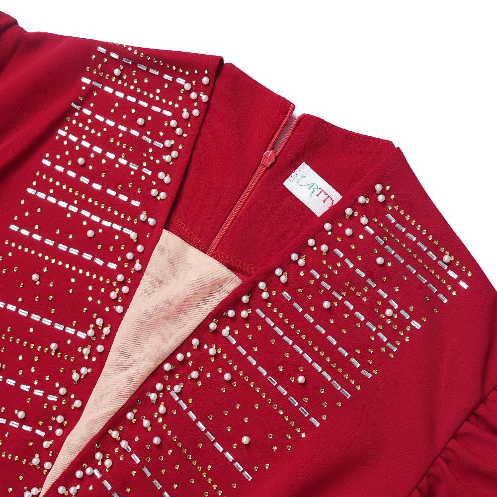 Plus Size Women's Fashion Commuter Dress with Drill Nails and Beads