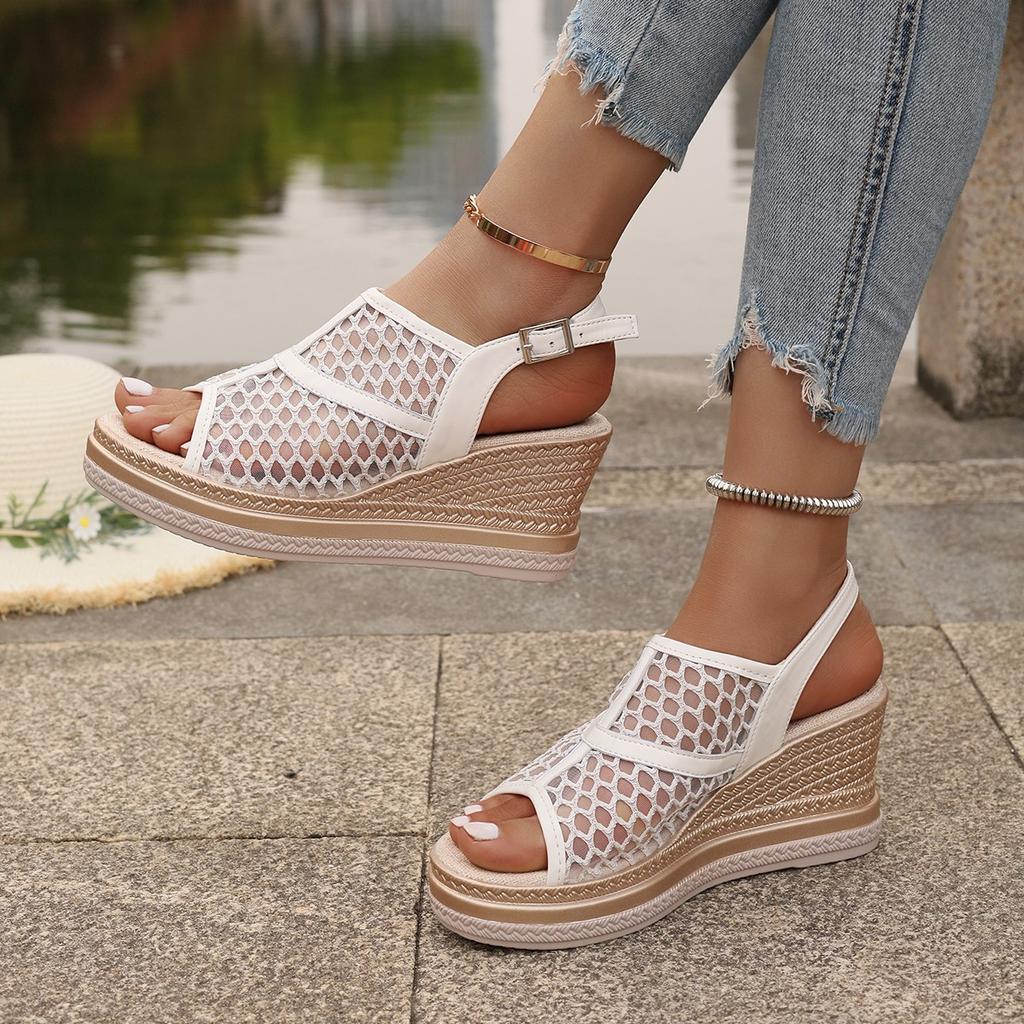 New Summer Fashion Sandals Wedge-heeled Waterproof Platform Thick-soled Roman Platform-soled Sandals Large Size Women's Shoes