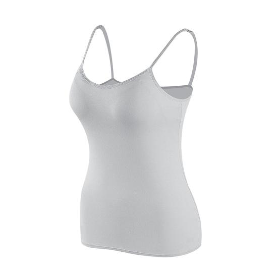Women's Padded Cami Tank Tops Double Lined Spaghetti Strap Camisole Shirts with Built in Bra Slim Fitted Basic Summer Going Out Top